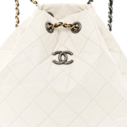 Chanel Aged Calfskin Quilted Small Gabrielle Backpack Black White 8 of 14