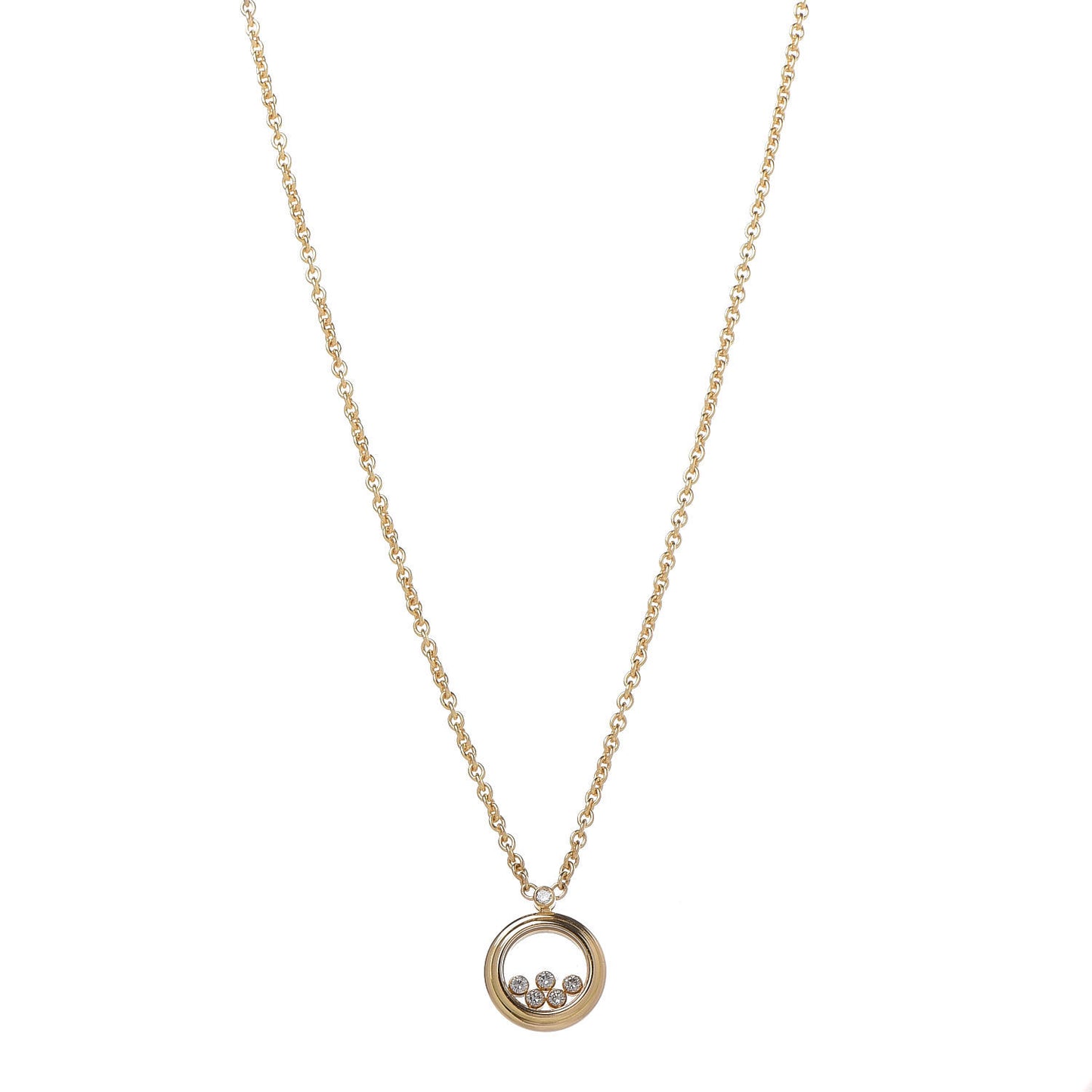 18K Yellow Gold 5 Happy Diamonds Pendant Necklace