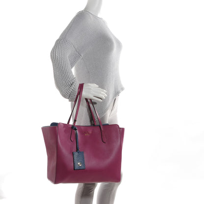 Gucci Dollar Calfskin Medium Swing Tote Peonia Flower Washed Blue 2 of 7