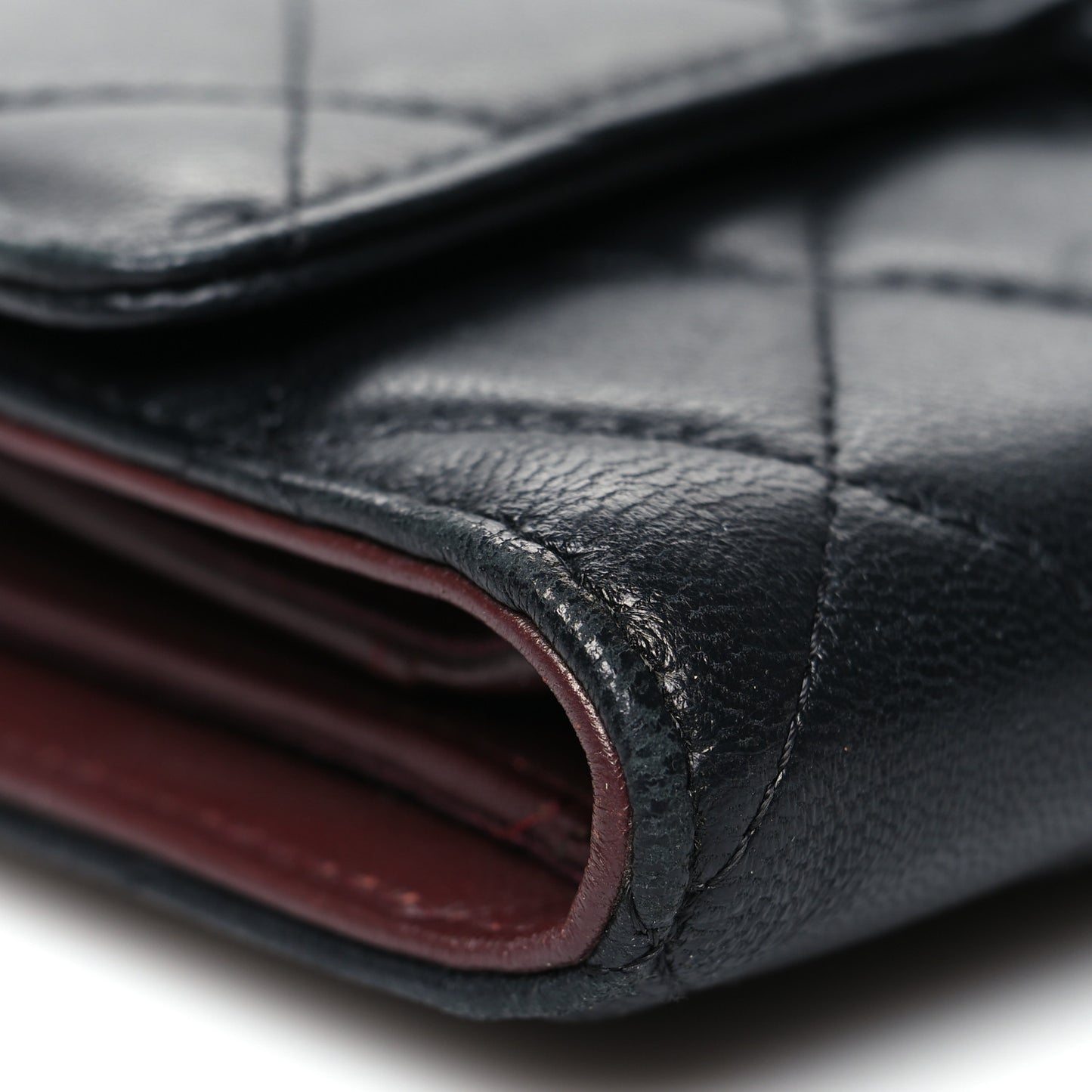 Lambskin Quilted Large Flap Wallet Black