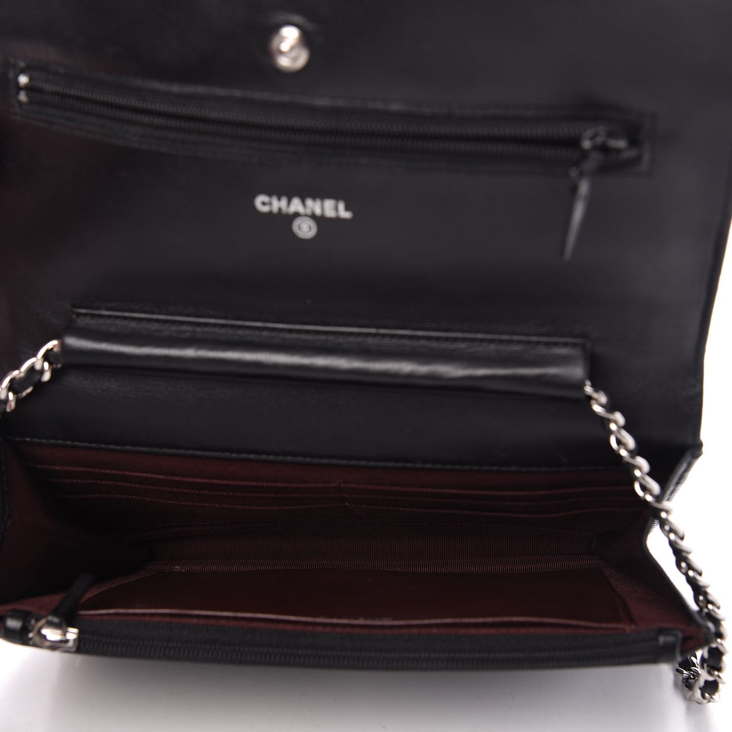 Lambskin Quilted Wallet On Chain WOC Black