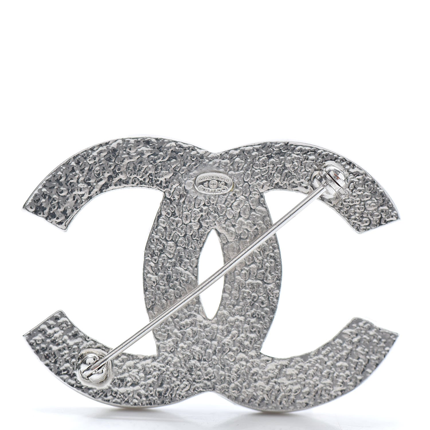 Chanel Baguette Crystal CC Brooch Silver 3 of 4