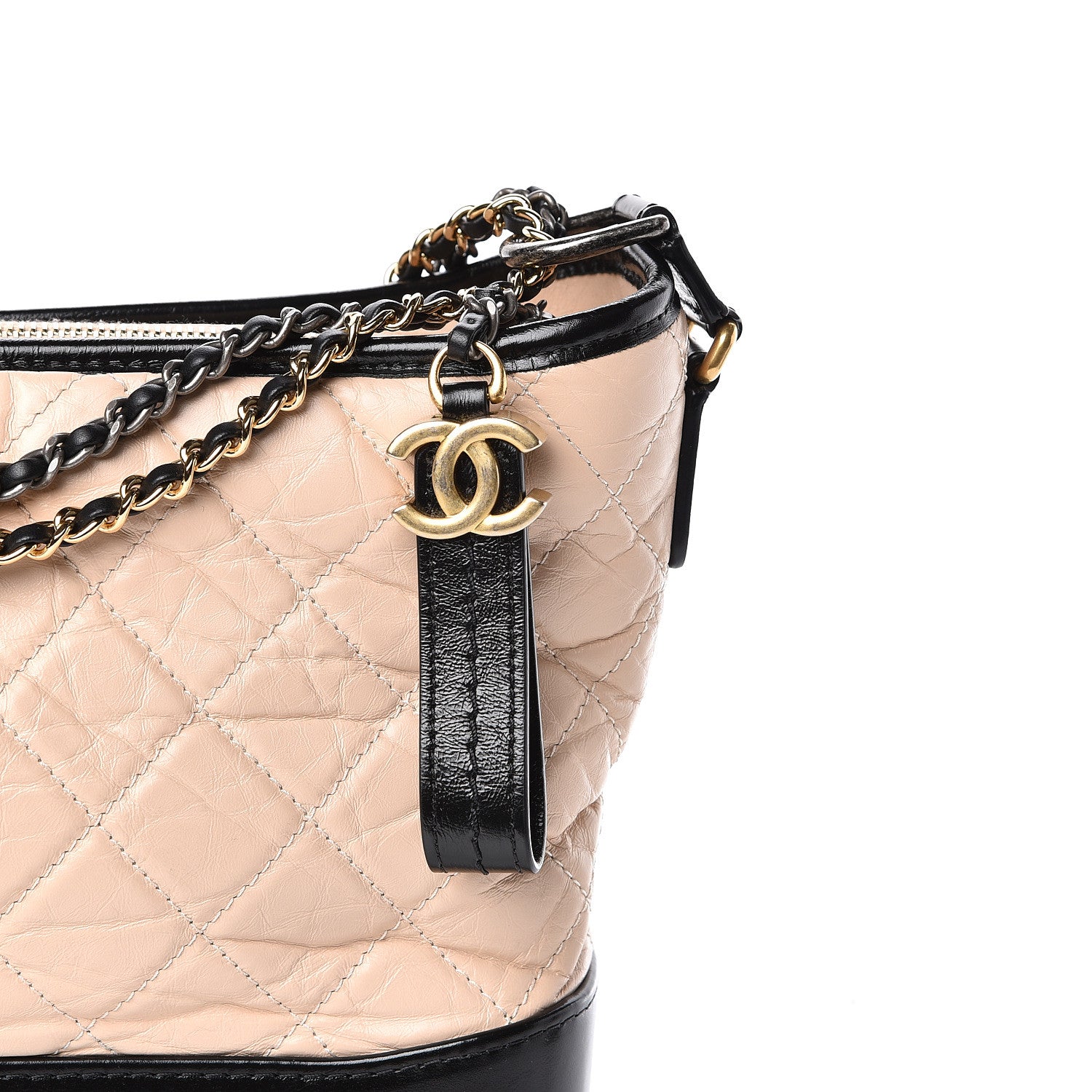 Chanel Aged Calfskin Quilted Medium Gabrielle Hobo Beige Black 10 of 10