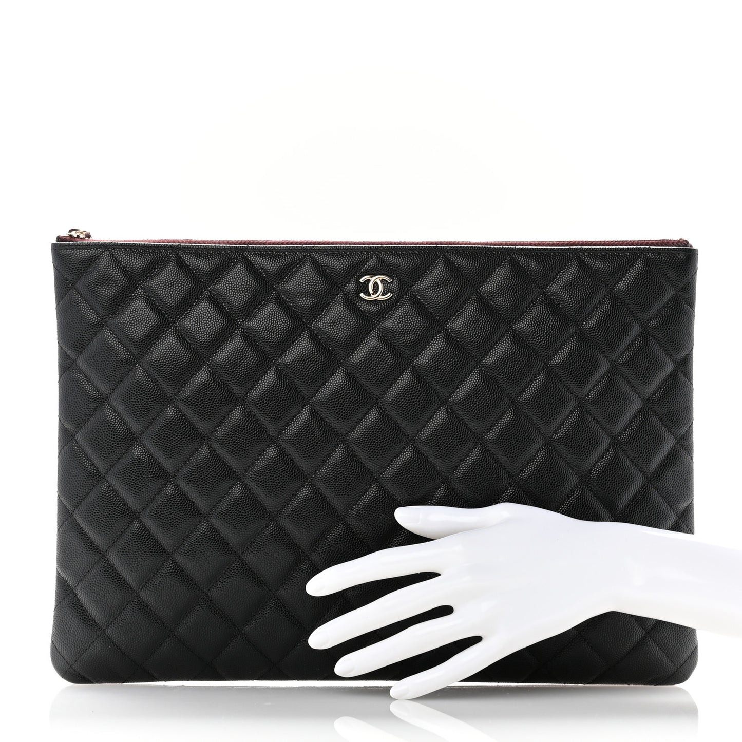 Caviar Quilted Large Cosmetic Case Black
