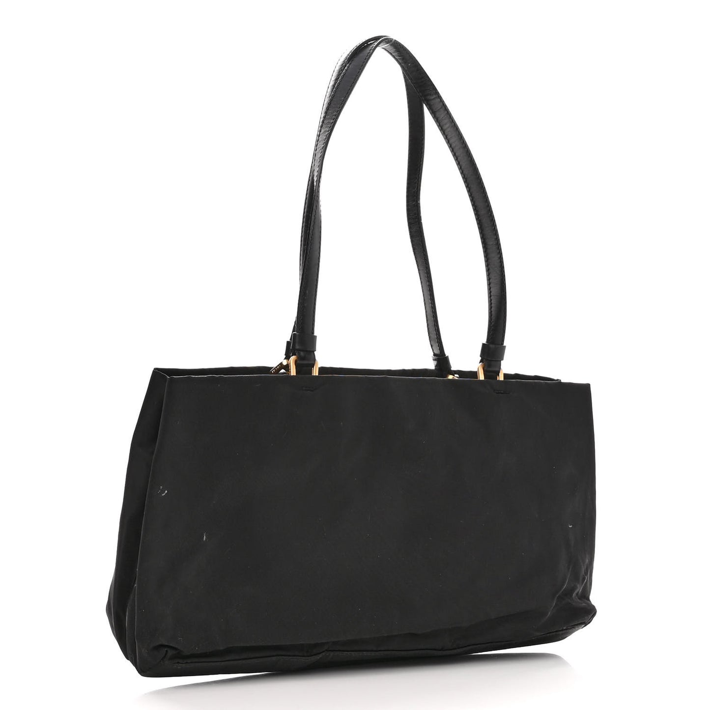 Tessuto Nylon Soft Calfskin Shoulder Bag Black