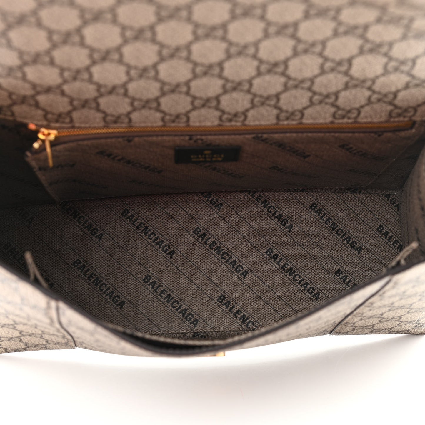 X GUCCI GG Supreme Monogram Medium Hourglass Top Handle Bag Beige Ebony