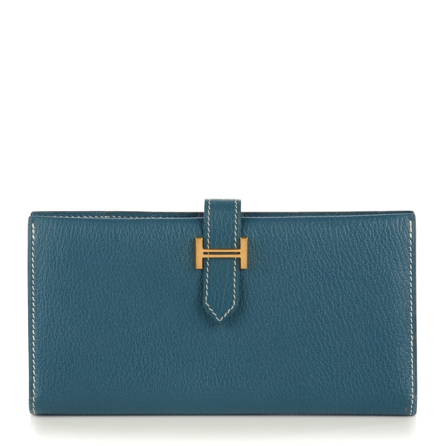 Chevre Mysore Bearn Gusset Wallet Blue Jean