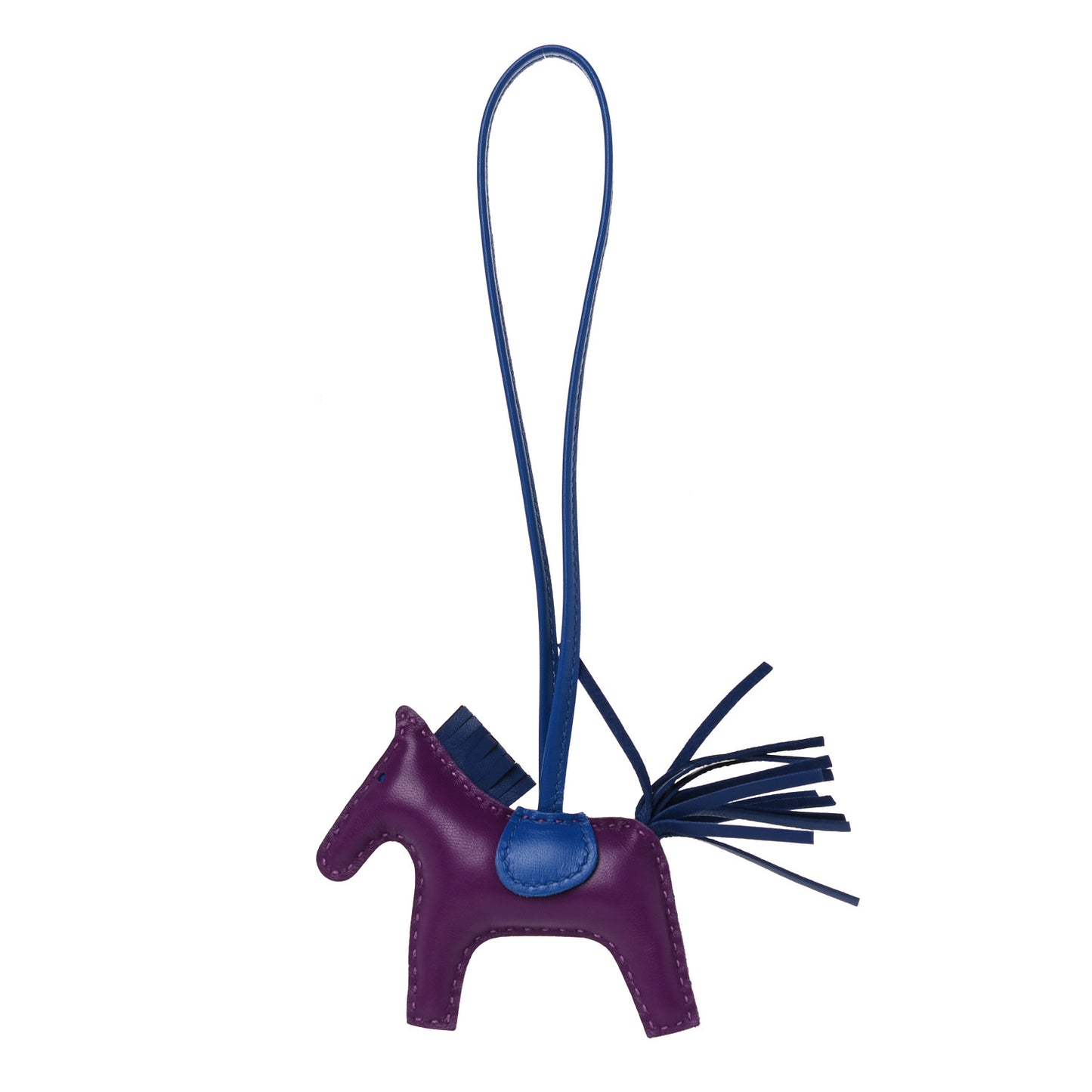 Milo Lambskin Grigri Rodeo Horse Bag Charm PM Violet Bleu Saphir Bleu France