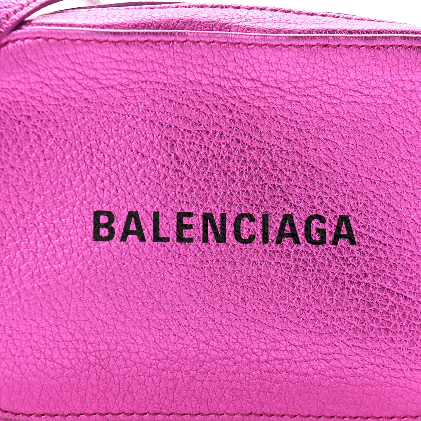 Metallic Goatskin Logo XS Everyday Camera Bag Rose Fuchsia Black