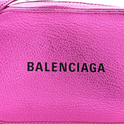 Balenciaga Metallic Goatskin Logo XS Everyday Camera Bag Rose Fuchsia Black 7 of 11