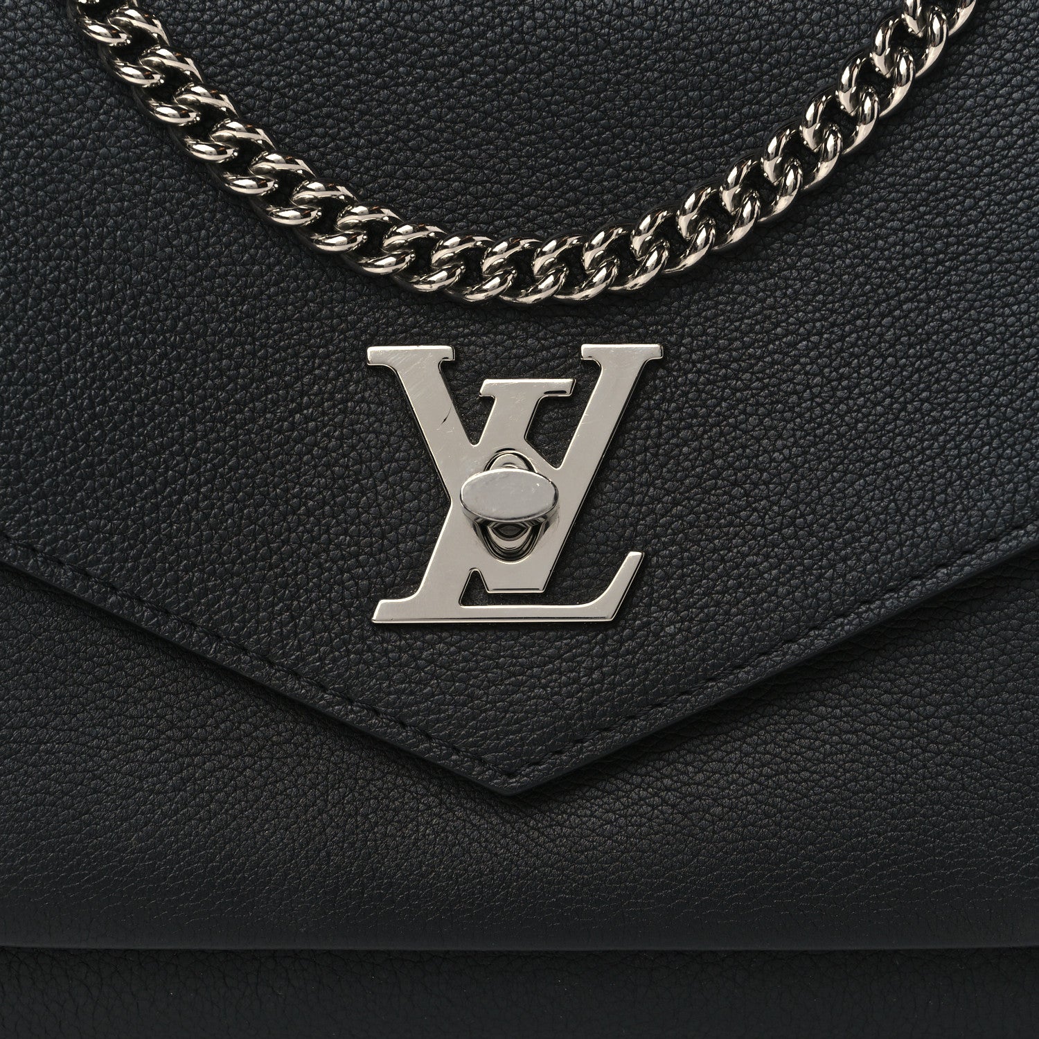 Louis Vuitton Soft Calfskin Mylockme Chain Bag BB Black 7 of 10