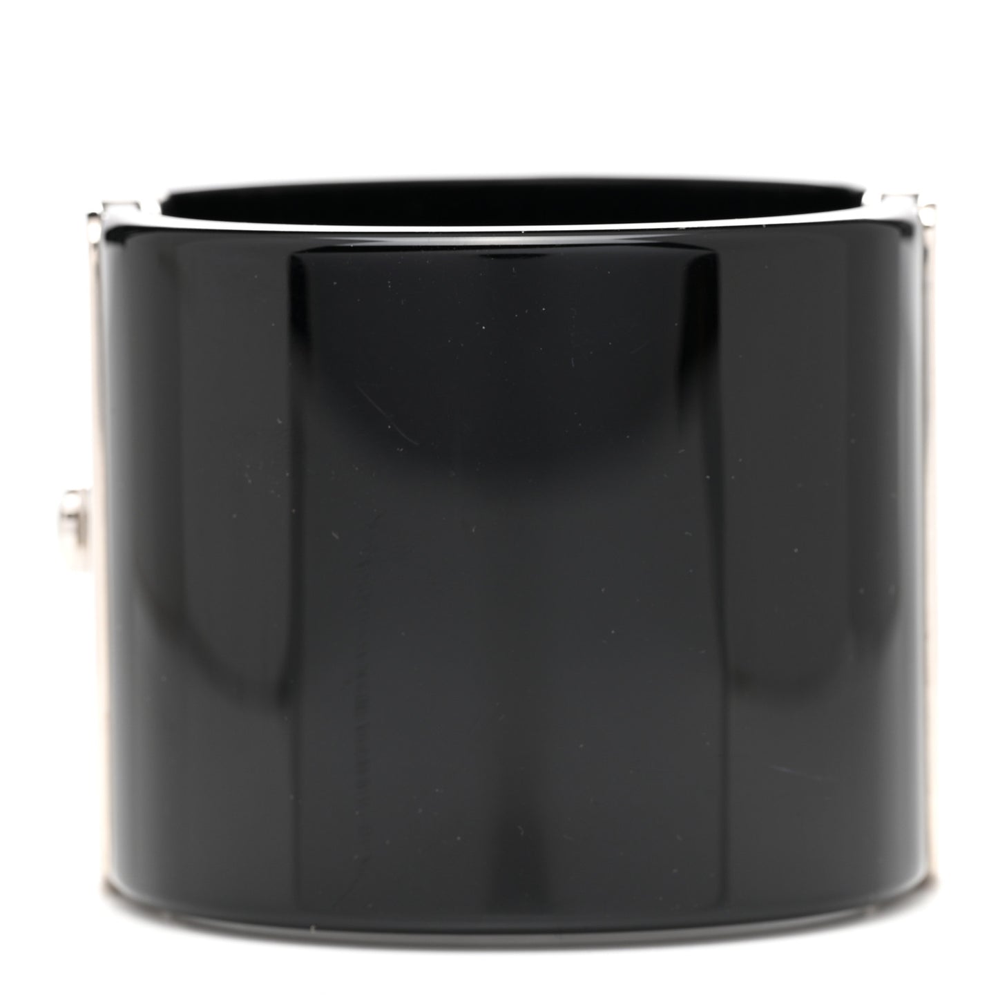 Resin Lambskin Baguette Crystal CC Chain Cuff Bracelet S Black