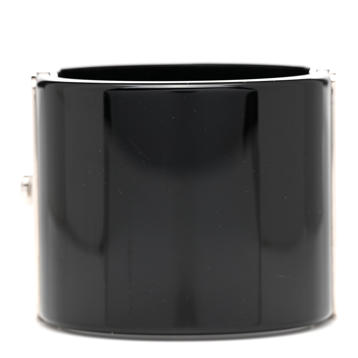 Chanel Resin Lambskin Baguette Crystal CC Chain Cuff Bracelet S Black 3 of 6