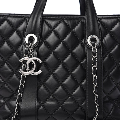 Chanel Lambskin Quilted Large Easy Carry Shopping Tote Black 21 of 21