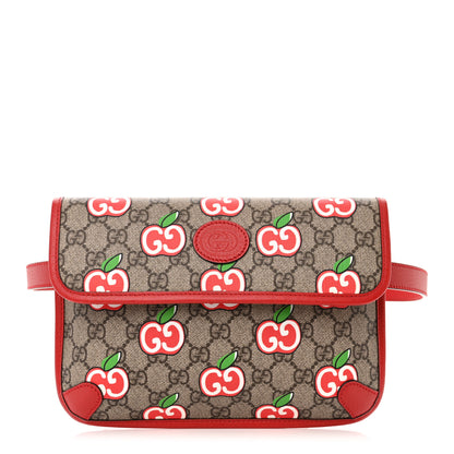 Gucci GG Supreme Monogram Apple Interlocking G Belt Bag Beige Multicolor Lobster Red 1 of 10