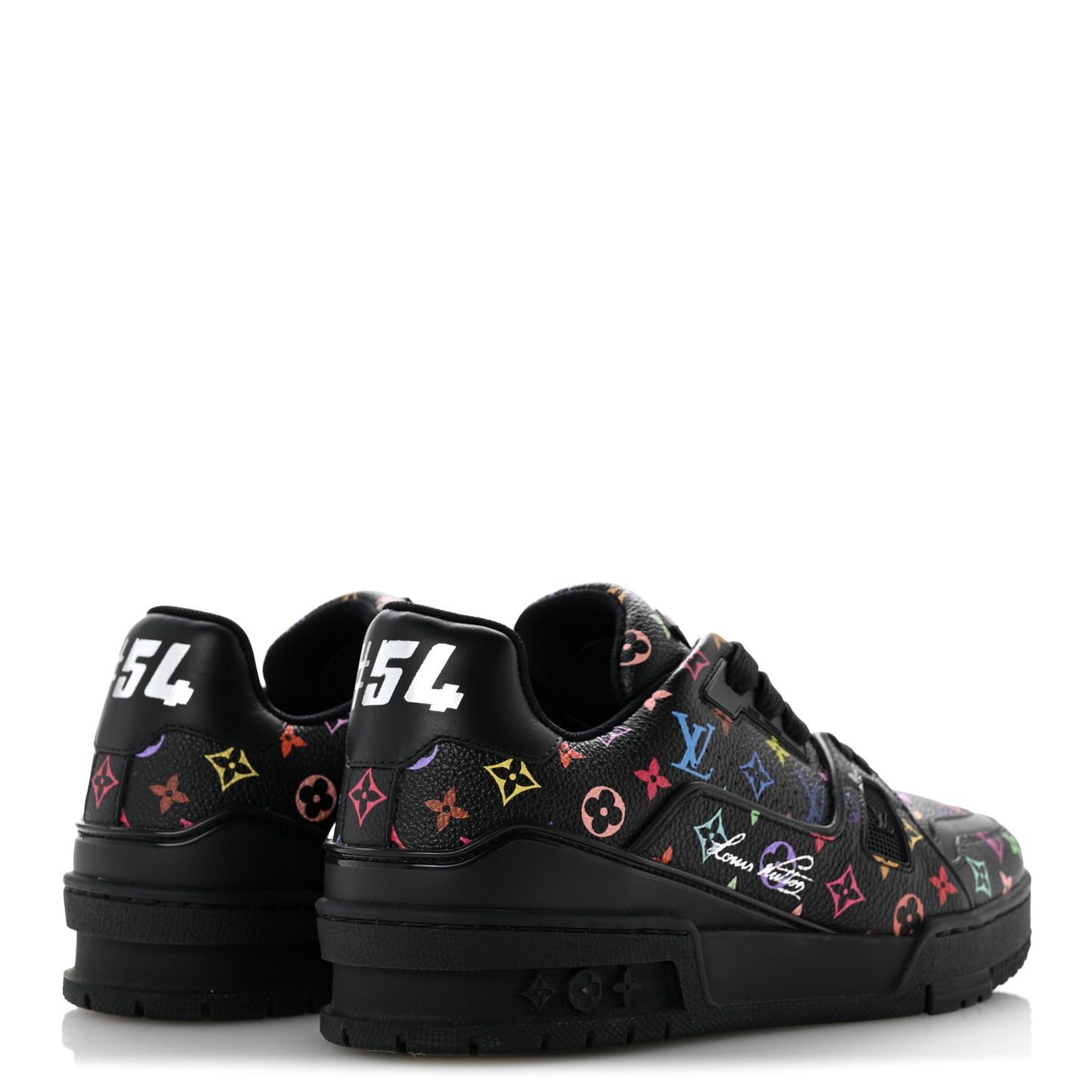 LV X TM Calfskin Monogram Multicolor Womens LV Trainer Sneakers 37.5 Black