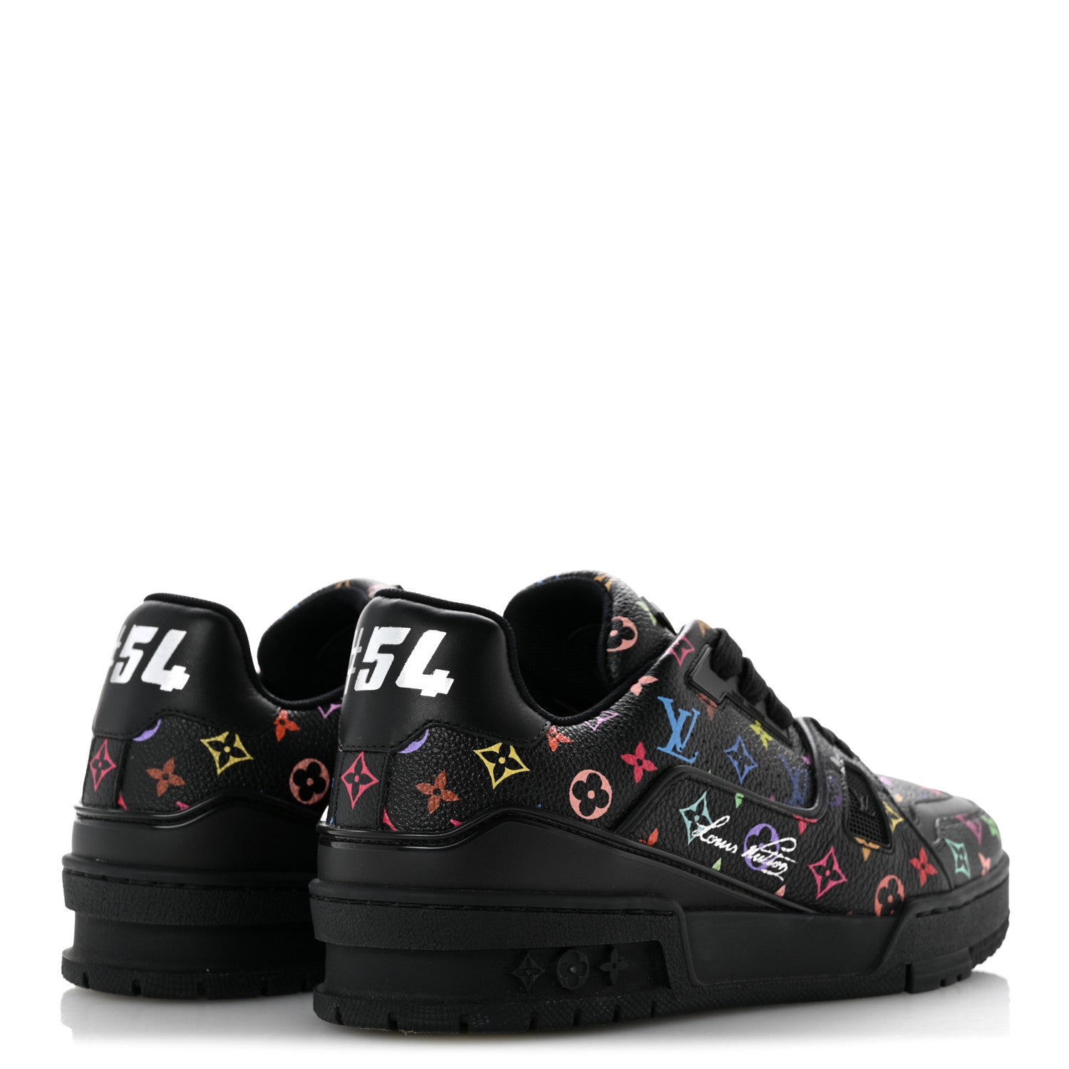 Louis Vuitton LV X TM Calfskin Monogram Multicolor Womens LV Trainer Sneakers 37.5 Black 5 of 10