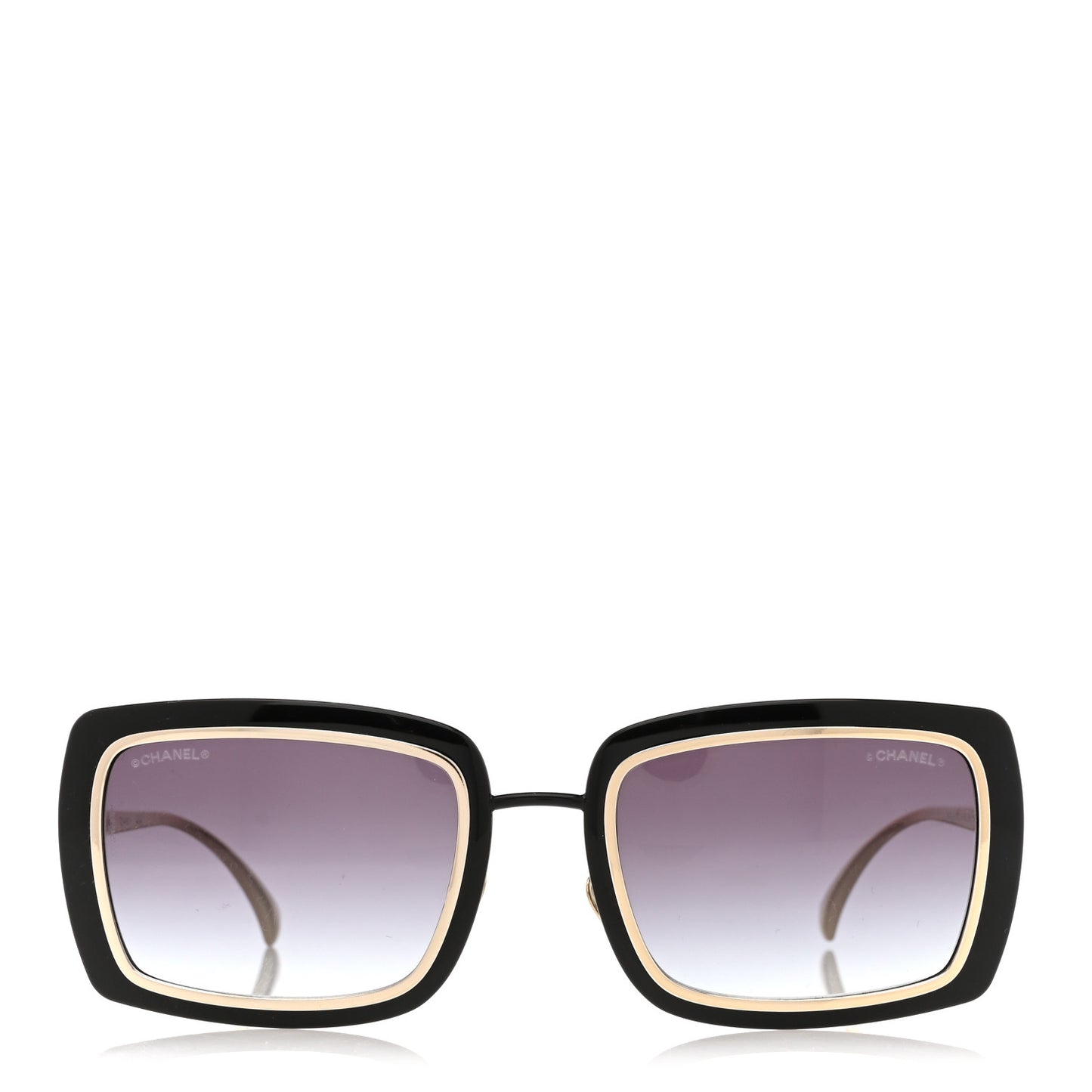 Metal Crystal CC Logo Sunglasses 71707 Black Gold