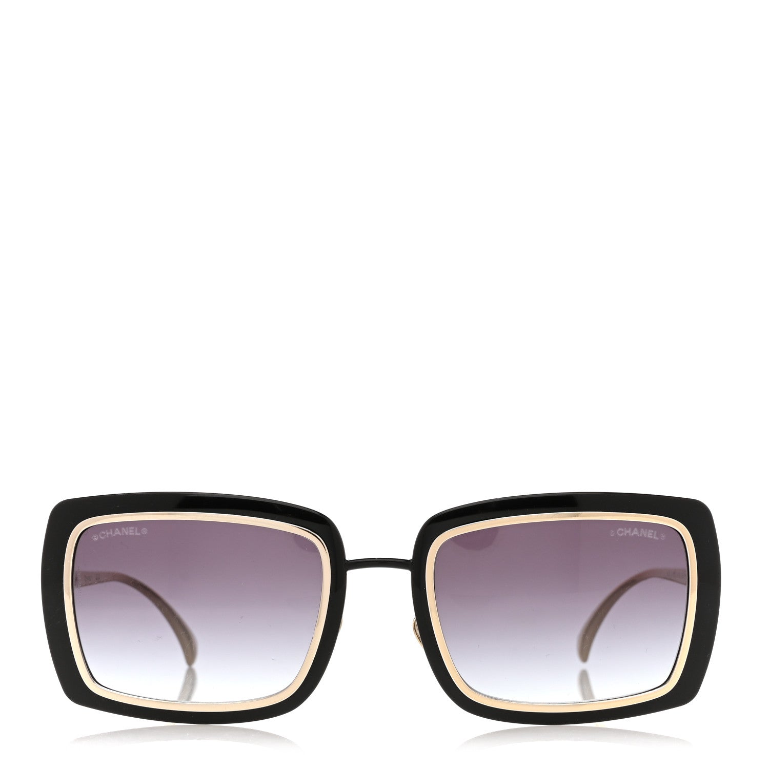 Chanel Metal Crystal CC Logo Sunglasses 71707 Black Gold 2 of 8