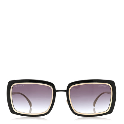 Chanel Metal Crystal CC Logo Sunglasses 71707 Black Gold 2 of 8