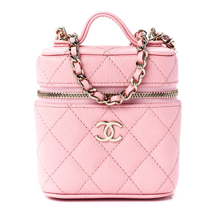 Chanel Caviar Quilted Small Handle With Care Vanity Case With Chain Pink 1 of 11
