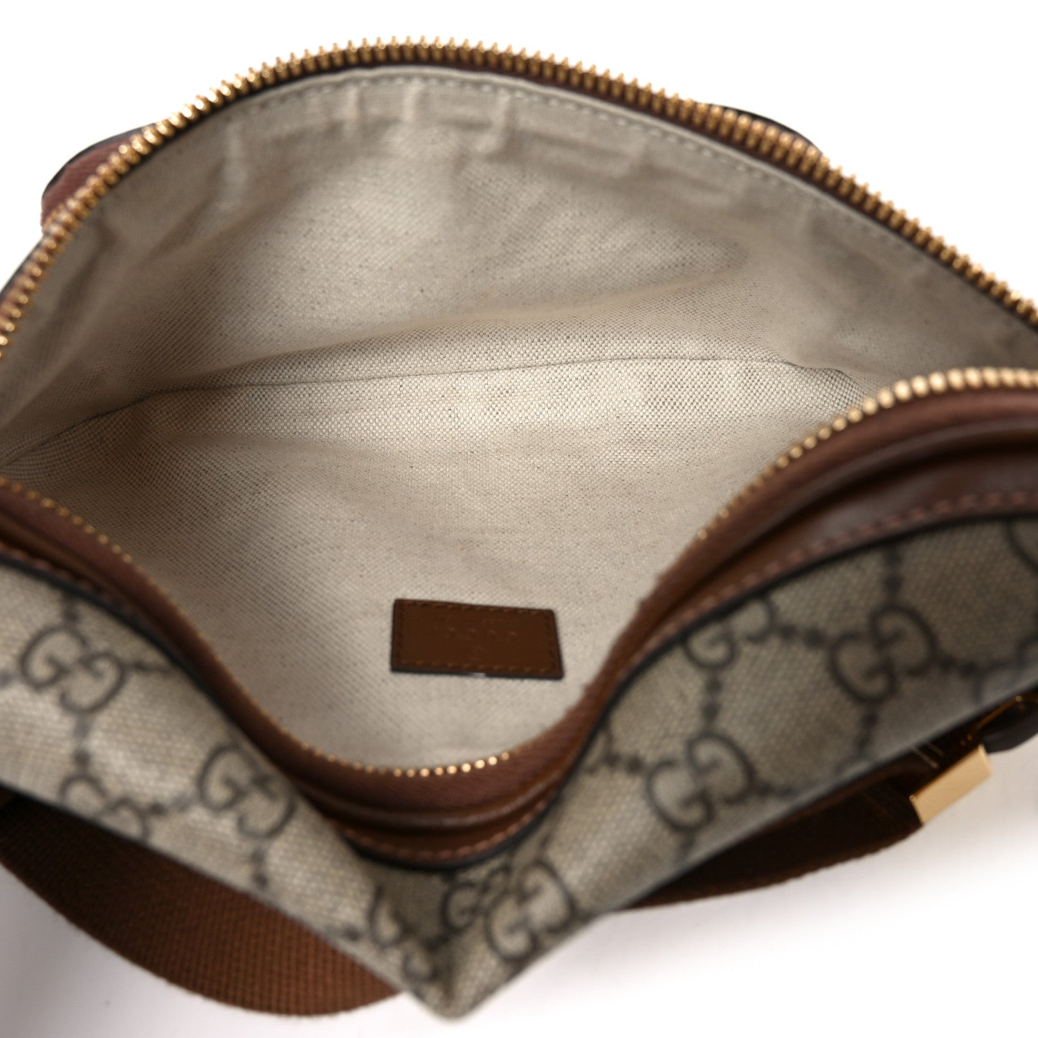 Gucci GG Supreme Monogram Textured Calfskin Retro Interlocking G Belt Bag Beige Ebony Brown Sugar 5 of 10