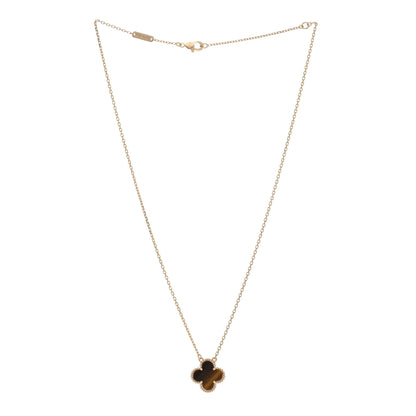 Van Cleef & Arpels 18K Yellow Gold Tiger Eye Vintage Alhambra Pendant Necklace 2 of 5