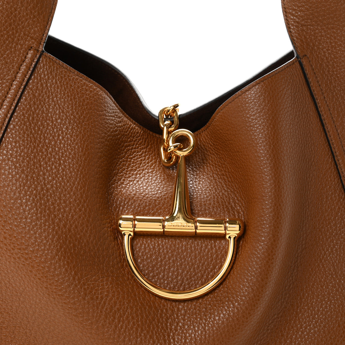 Gucci Grained Calfskin Softbit Maxi Shoulder Bag Brown 9 of 11