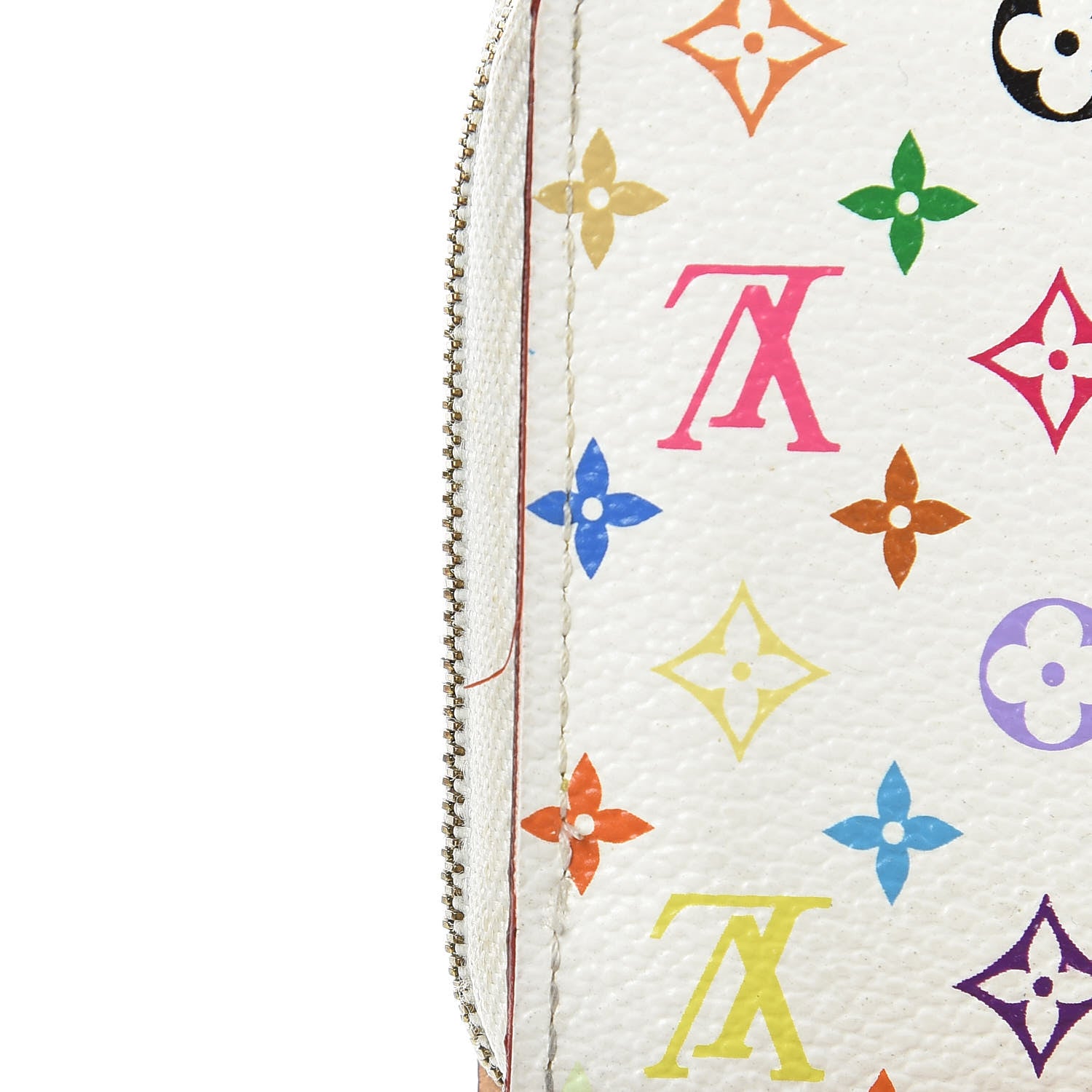 Louis Vuitton Monogram Multicolor Zippy Coin Purse Wallet White Litchi 7 of 9
