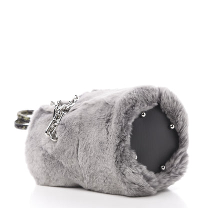 Alexander Wang Rabbit Fur Snakeskin Mini Roxy Bucket Grey 4 of 13
