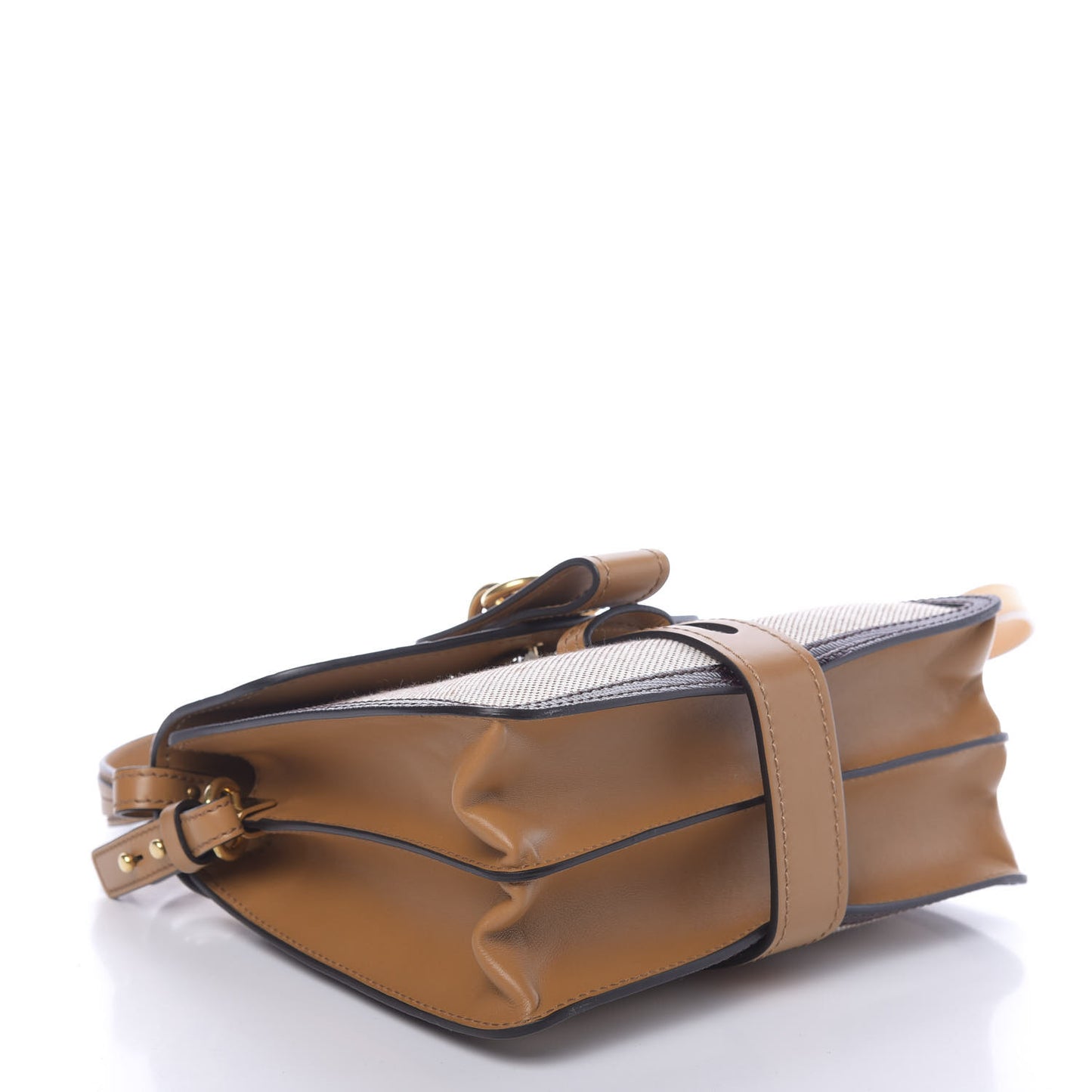 Calfskin Crocodile Embossed Canvas Small Aby Day Shoulder Bag Honey Gold