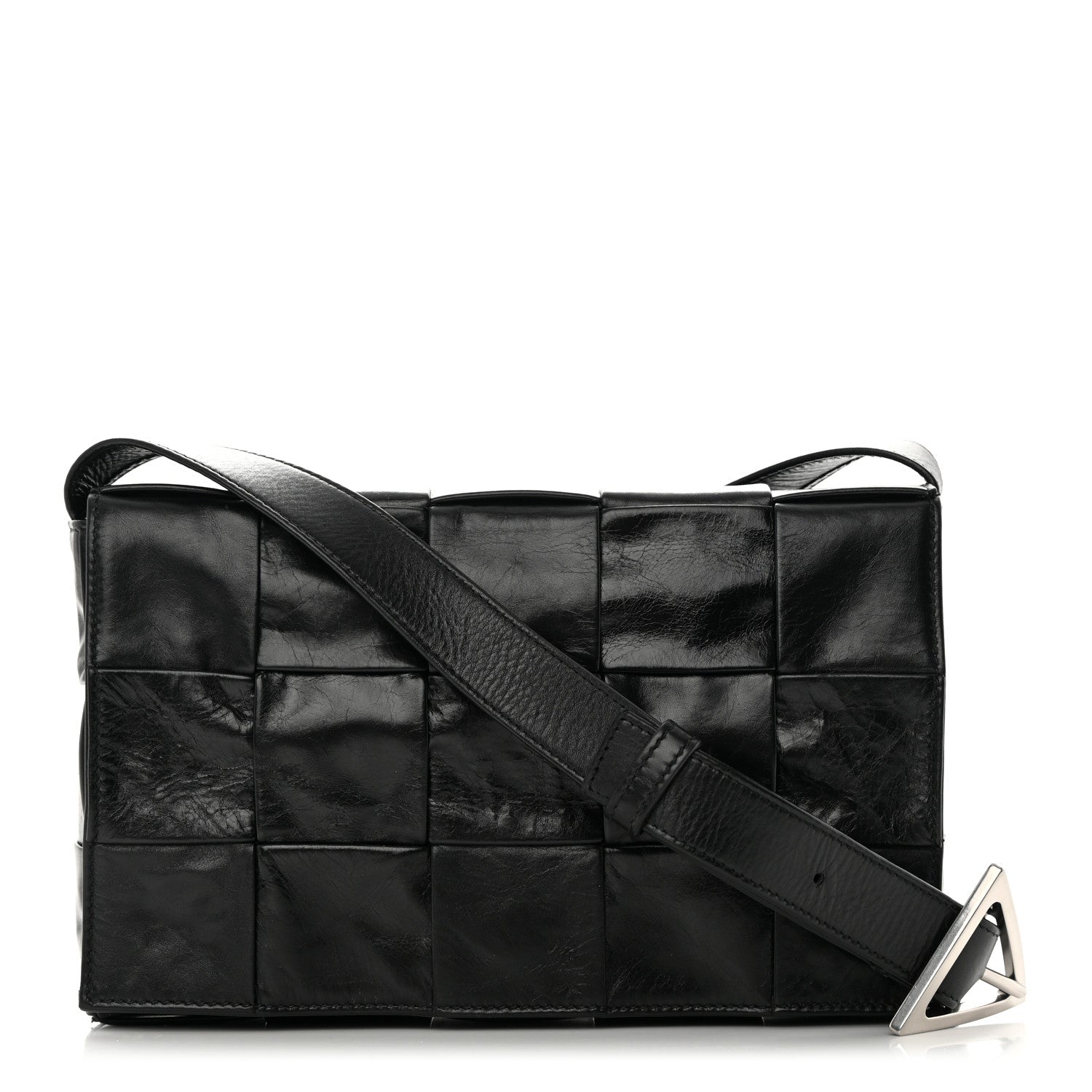 Bottega Veneta Paper Calfskin Maxi Intreccio Cassette Crossbody Bag Black 1 of 13