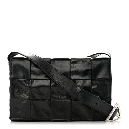 Bottega Veneta Paper Calfskin Maxi Intreccio Cassette Crossbody Bag Black 1 of 13