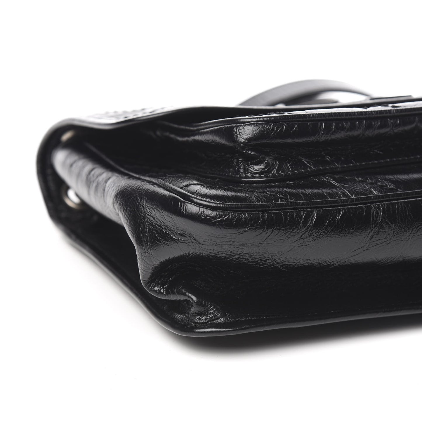 Crinkled Calfskin Matelasse Monogram Medium Niki Chain Satchel Black