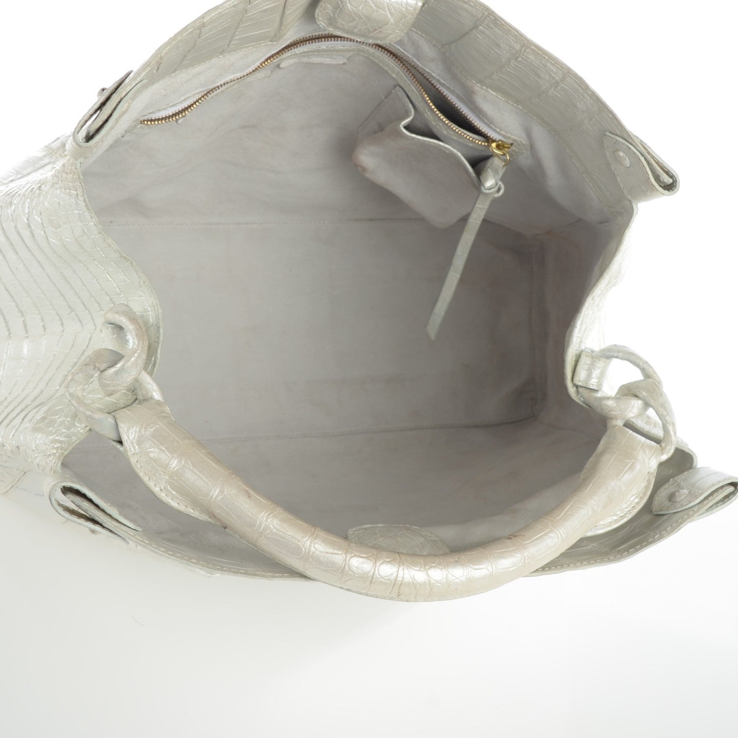 Nancy Gonzalez Crocodile Top Handle Bag Silver 7 of 11