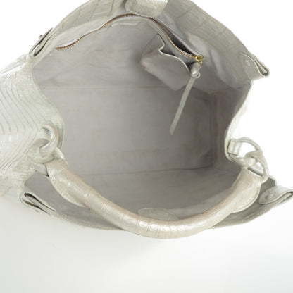 Nancy Gonzalez Crocodile Top Handle Bag Silver 7 of 11