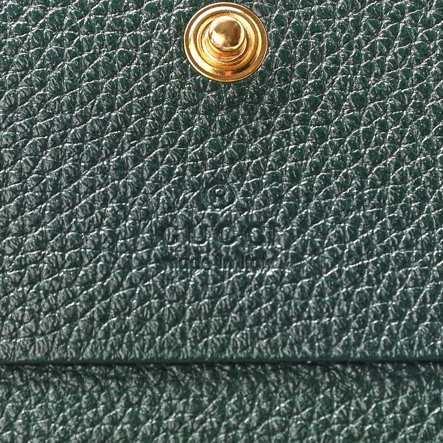 Grainy Calfskin Zumi Chain Card Case Wallet Vintage Green