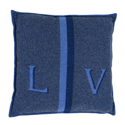 Louis Vuitton Wool Cashmere Cushion Pillow Blue Gray 1 of 4