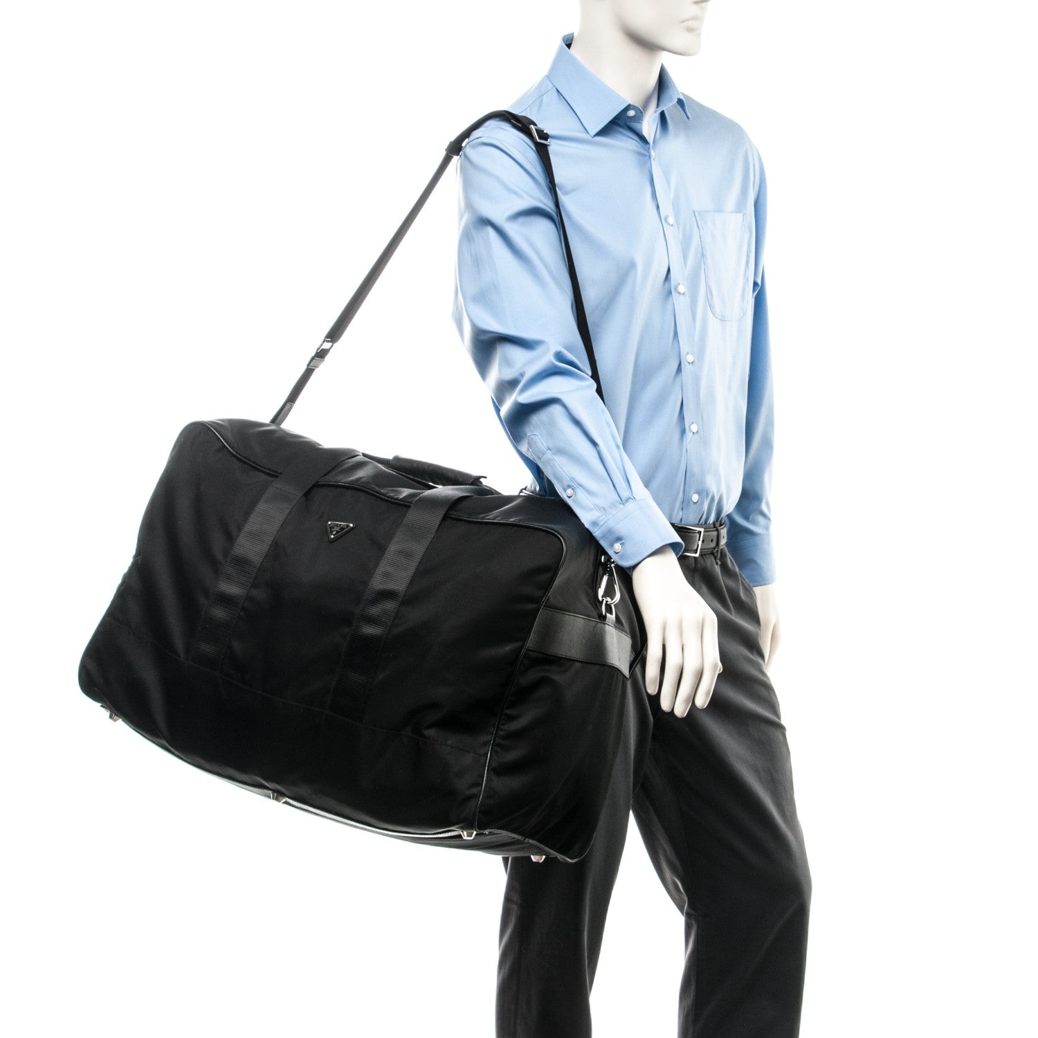 Prada Tessuto Nylon Saffiano Viaggio Carry On Travel Bag Black 2 of 7