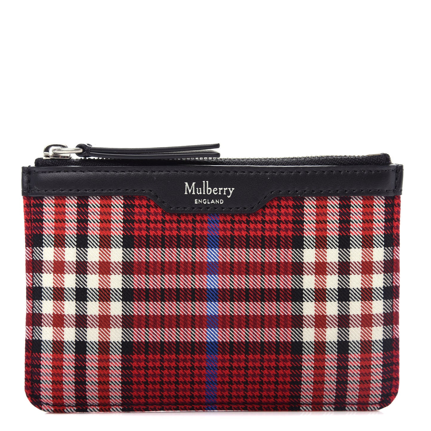 Tartan Canvas Zip Coin Purse Scarlet