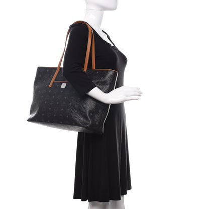 MCM Visetos Medium Anya Shopper Tote Black 2 of 9