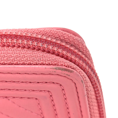 Chanel Calfskin Chevron Quilted Zip Around Boy Coin Purse Wallet Pink 13 of 16