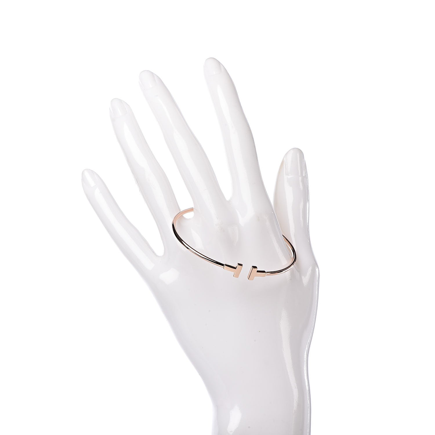 Tiffany 18K Rose Gold Narrow T Wire Bracelet 2 of 6