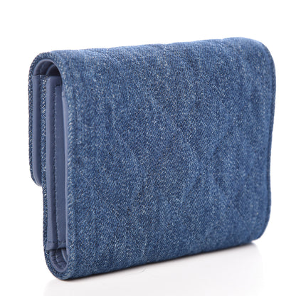 Chanel Denim Quilted Small Camellia Flap Wallet Blue 3 of 8