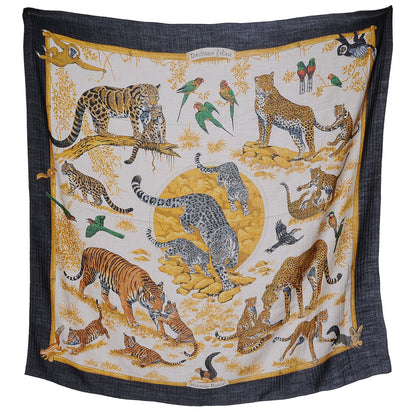 Hermes Cashmere Silk Tendresse Feline Shawl 140 2 of 8