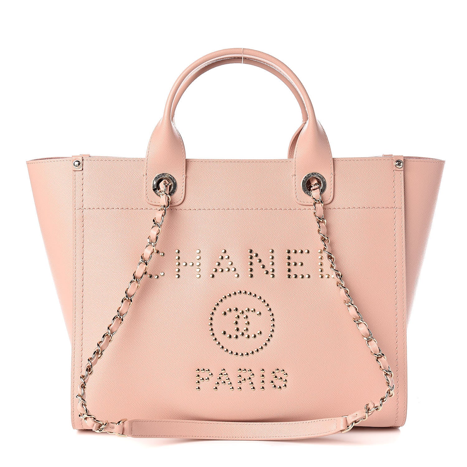 Chanel Caviar Small Studded Deauville Tote Light Pink 1 of 10