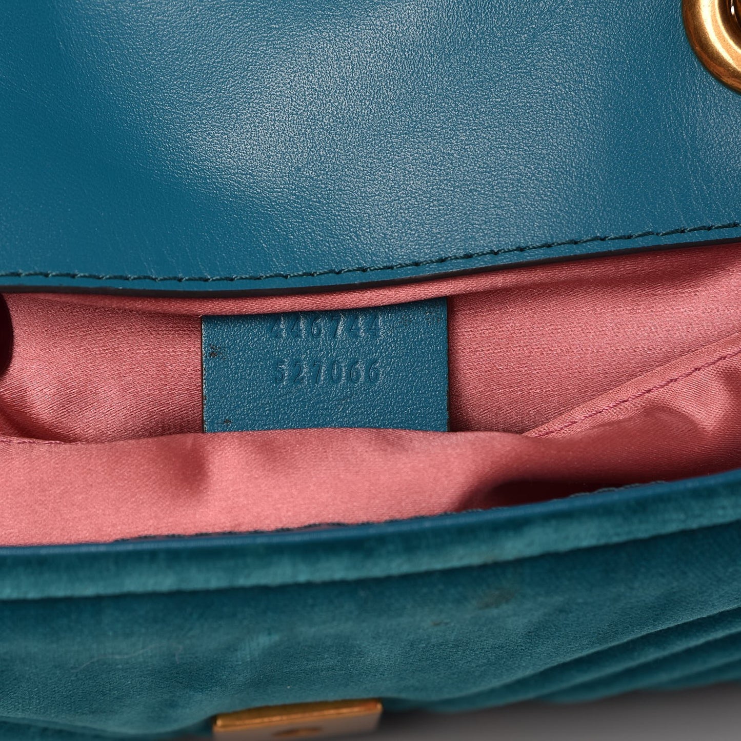 Velvet Matelasse Mini GG Marmont Shoulder Bag Pavone Cyan