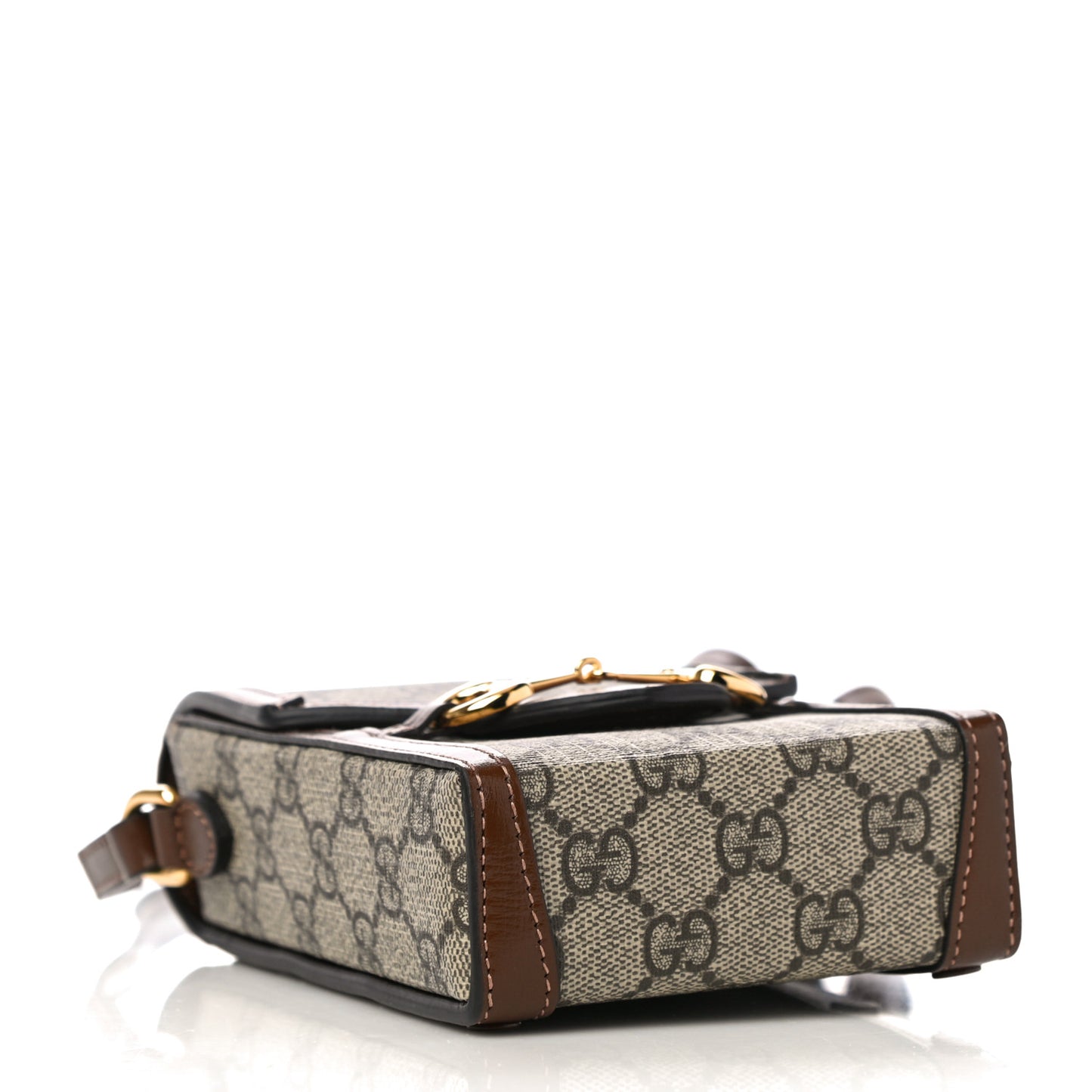 GG Supreme Monogram Mini Horsebit 1955 Crossbody Bag Beige Brown Sugar