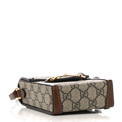 Gucci GG Supreme Monogram Mini Horsebit 1955 Crossbody Bag Beige Brown Sugar 4 of 11