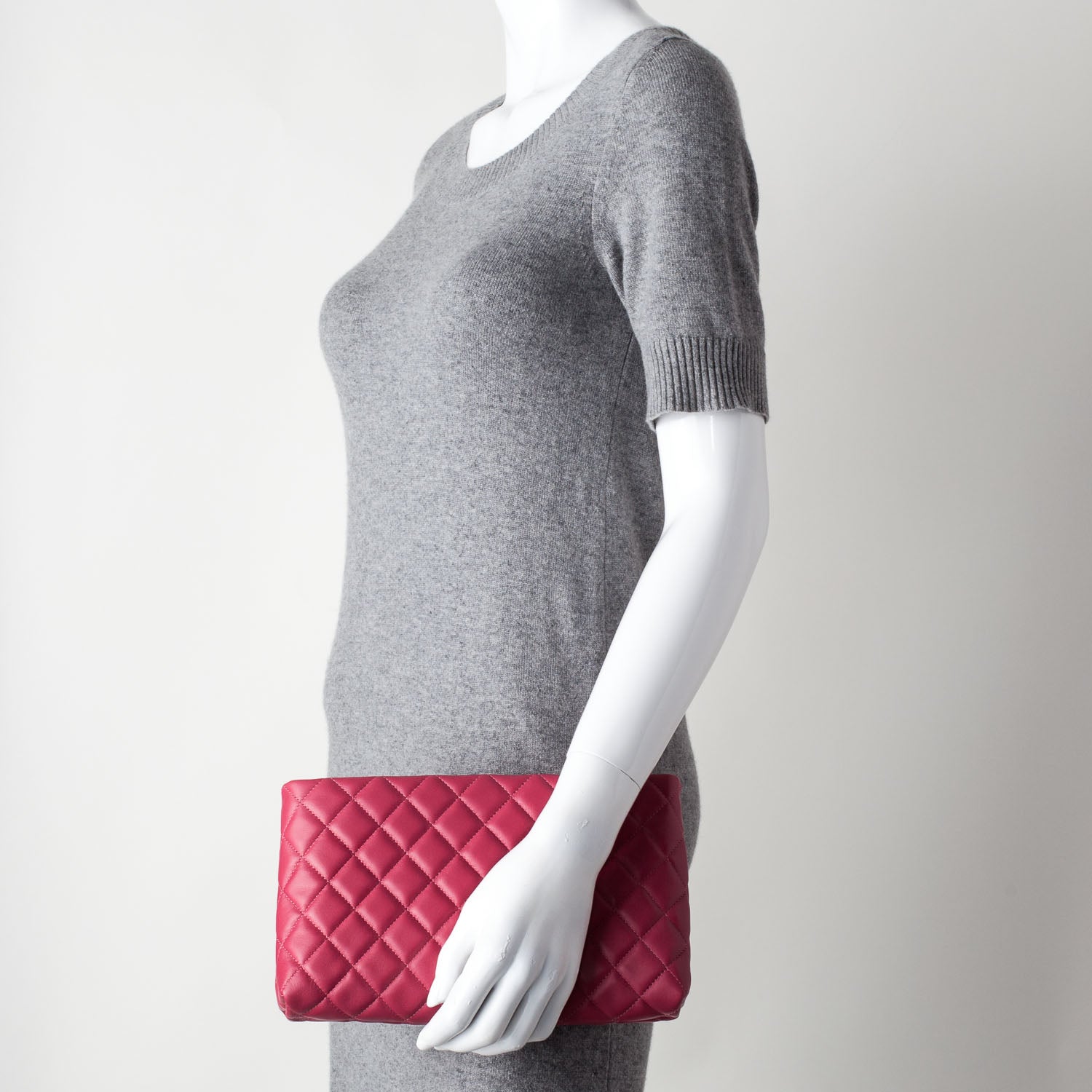 Chanel Lambskin Quilted Clutch Fuchsia 2 of 7